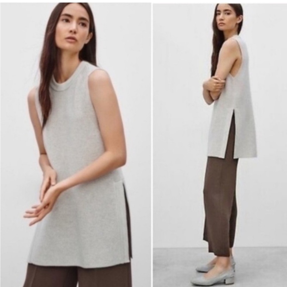 Aritzia Wilfred White Palmier Sleeveless White Sweater